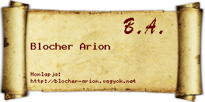 Blocher Arion névjegykártya